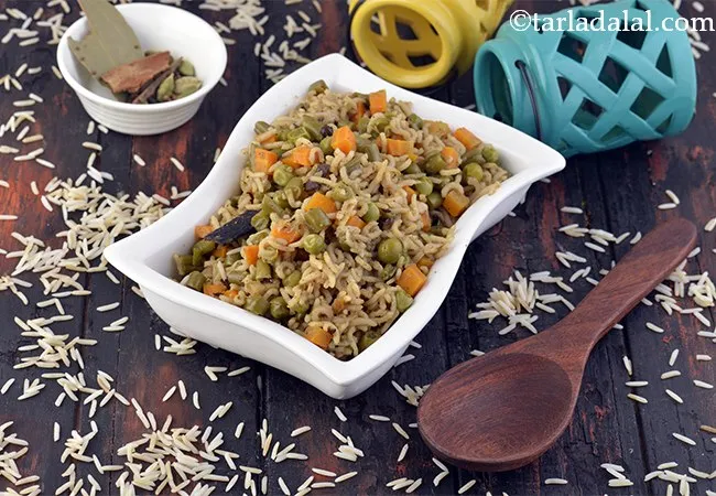Brown Rice Vegetable Pulao, Low Salt Recipe
