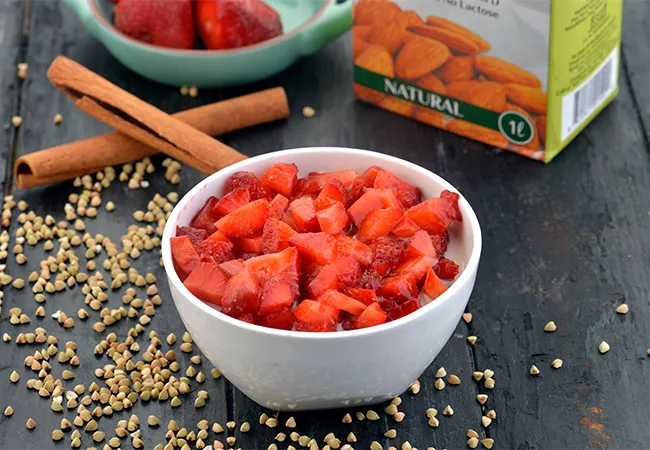 Buckwheat Groats Strawberry Porridge, Healthy Breakfast