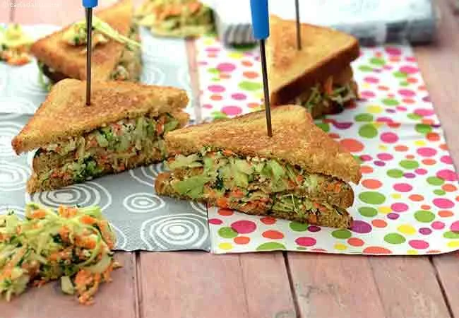 Cabbage and Carrot Double Decker Sandwich