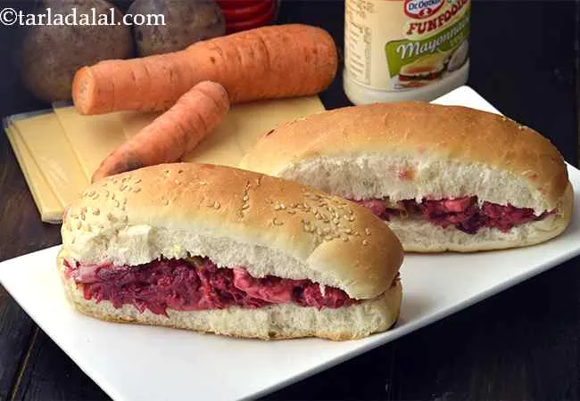 Carrot and Beetroot Hot Dog Rolls