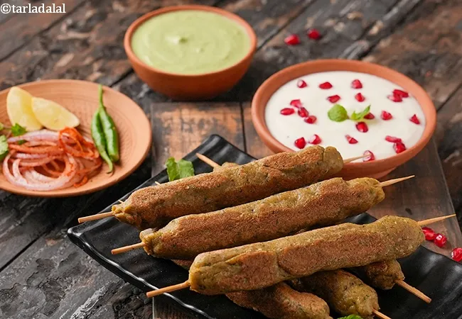 Chana Dal Seekh Kebabs recipe | Jain vegetarian kebab | healthy tava Chana Dal Seekh Kebab | protein rich kebab |