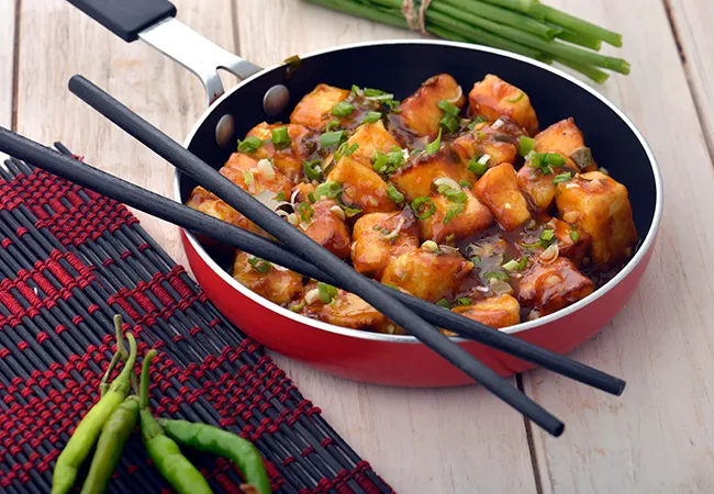  Chinese Fried Paneer in Hot and Sweet Sauce, Kapi Cho Paneer