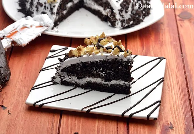 Chocolate Walnut Cake with Whipped Cream