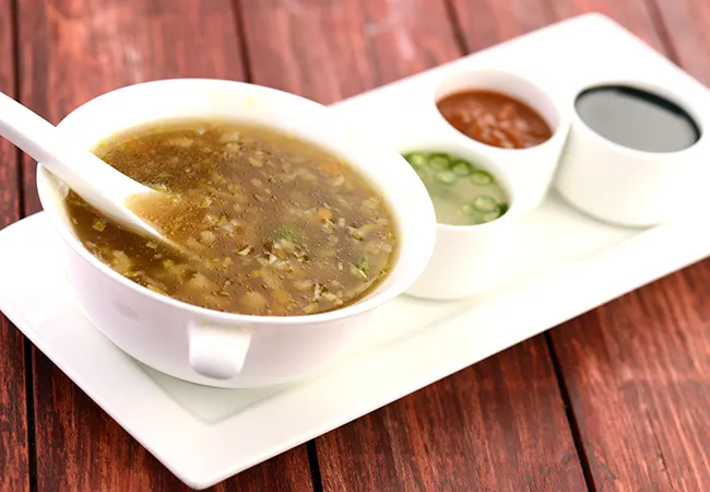 Clear Cauliflower, Green Pea and Cabbage Soup