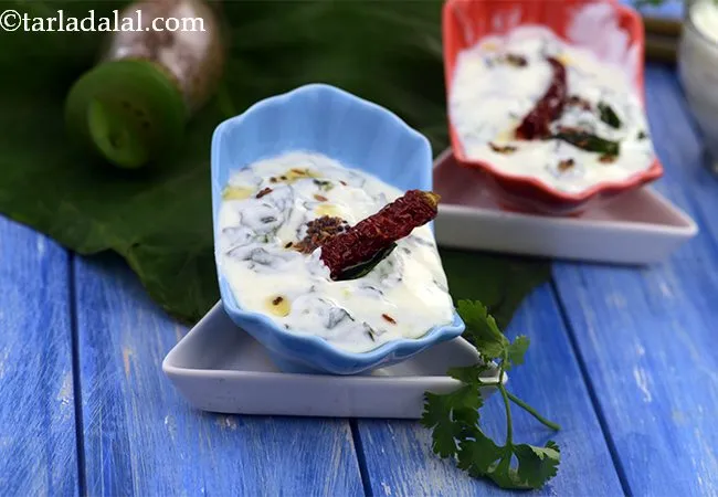  Colocassia Leaf Raita, Healthy Arbi Ke Patte Raita