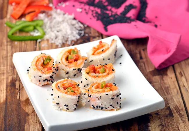  Dhokla Sushi with Bell Peppers