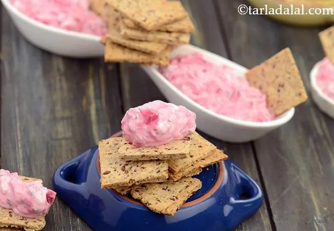 Flax Seed Crackers with Beetroot Dip ( Healthy Snack)
