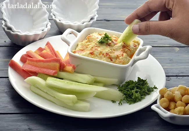 लहसुनी हमस रेसिपी | घर का बना गार्लिक हमस | हेल्दी हमस | आसान हमस रेसिपी | Garlicky Hummus