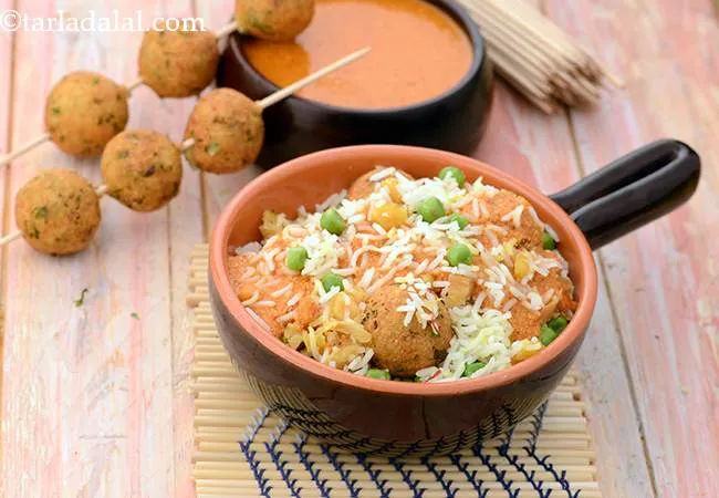 Green Pea Pulao with Paneer Koftas