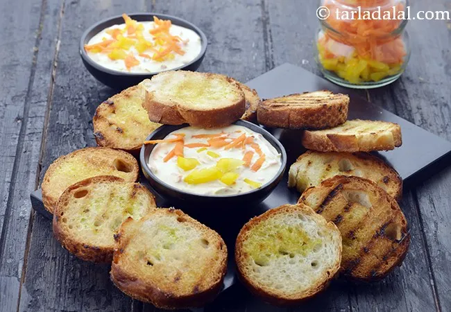 Grilled Crostini with Cream Cheese Dip