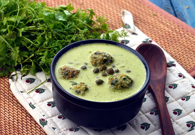  Hara Chana Coconut Curry with Methi Muthia