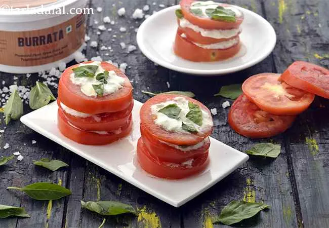 Layered Burrata Cheese and Tomatoes