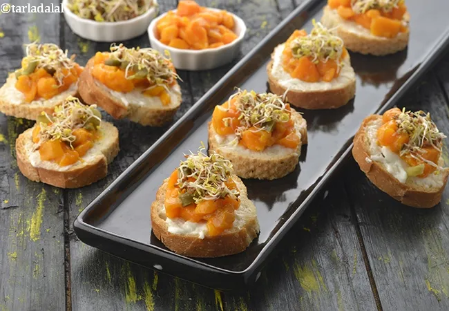 Mango and Burrata Cheese Crostini
