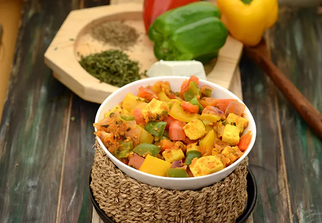 Marinated Paneer and Capsicum Subzi
