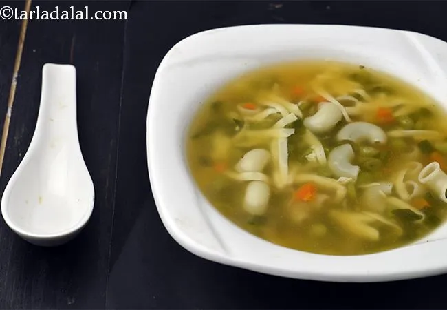 Mix Vegetable Clear Soup with Macaroni