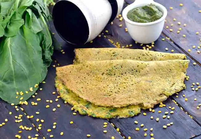 Moong Dal Palak Cheela, Indian Pudla Snack