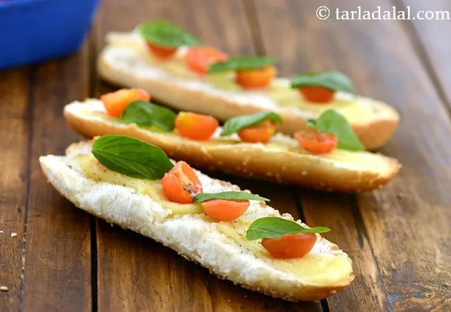 Mozzarella Cheese, Cherry Tomatoes and Basil Hot Dog Roll