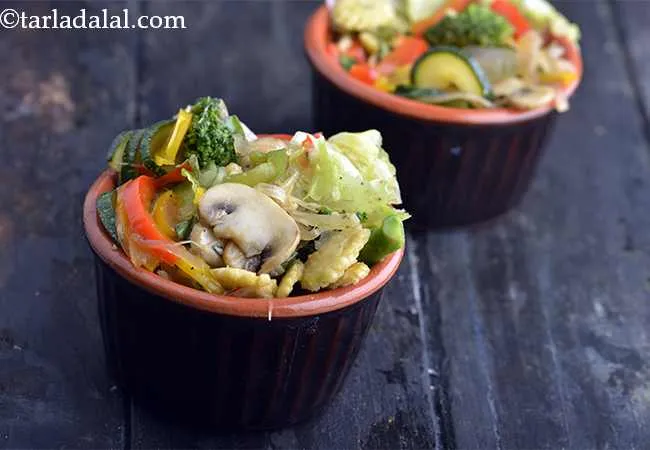  Mushroom, Broccoli, Baby Corn and Zucchini Salad with Honey Orange Dressing