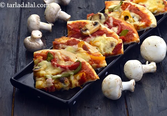 Mushroom and Bell Pepper Pizza, Mushroom and Capsicum Pizza