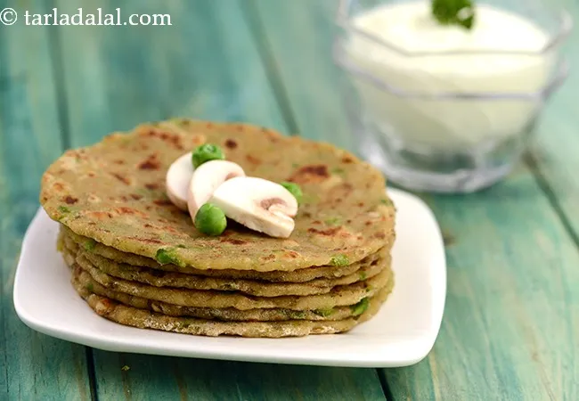 Mushroom and Green Pea Parathas