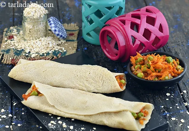 oats mutter dosa | mixed vegetable oats dosa recipe | healthy oats matar dosa | instant oats dosa |