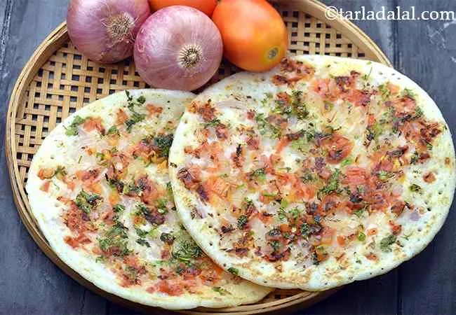 अनियन टमॅटो उपत्तपम, टमॅटो अनियन उत्तपा - Onion Tomato Uttapam, Tomato Onion Uttapa