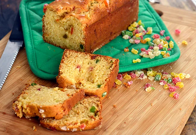  Eggless Orange and Tutti Frutti Loaf