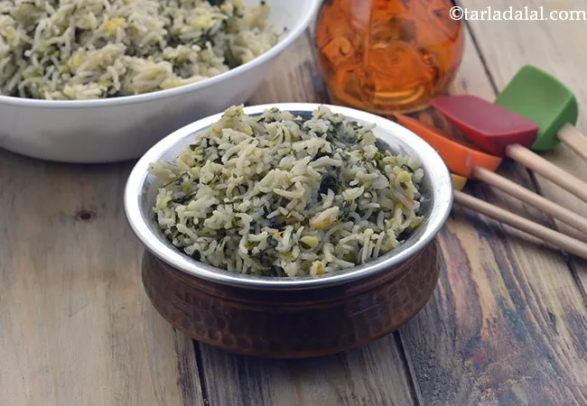 Palak Pulao, Palak Rice, Spinach Rice