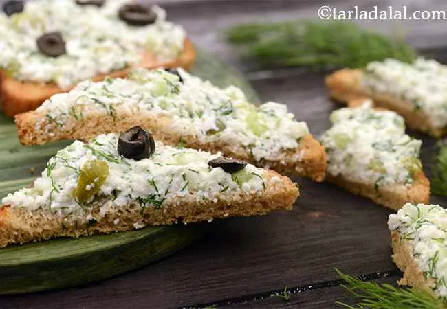 Paneer, Cucumber and Dill Toast