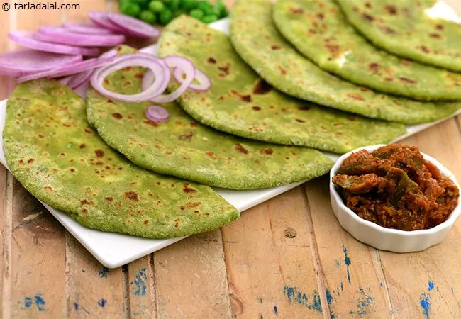 Paneer Stuffed Green Pea Parathas
