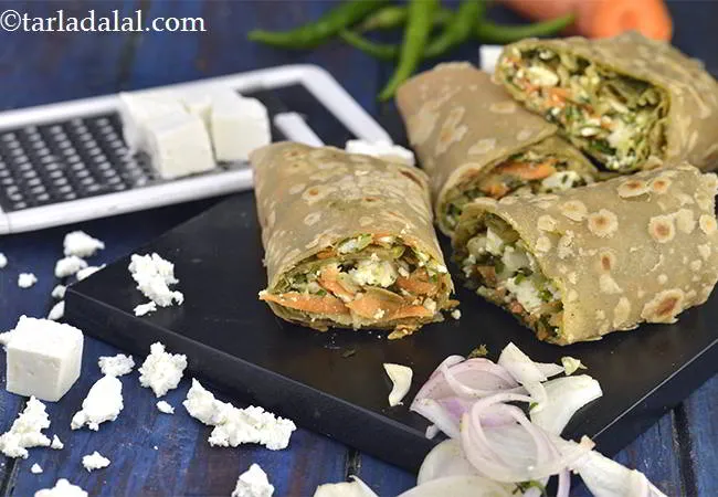 पनीर वेजी रैप रेसिपी | पनीर फ्रेंकी | वेज पनीर रैप | पनीर सब्जी रैप | Paneer Veggie Wrap
