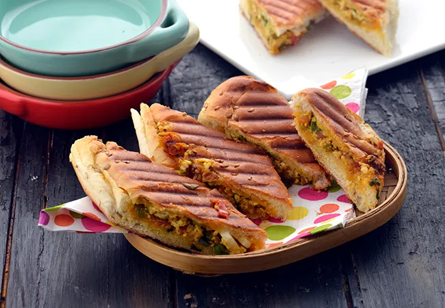 Paneer Bhurji Panini, Cottage Cheese Panini