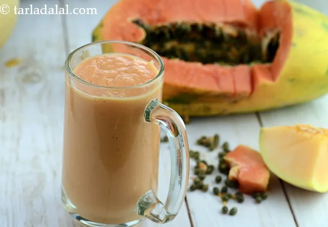 Papaya Melon Smoothie, Indian Muskmelon Kharbooja Smoothie