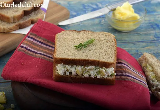 Pineapple Celery and Cottage Cheese Sandwich