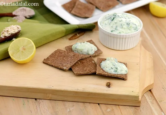 Ragi and Oat Crackers with Cucumber Dip