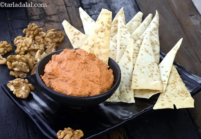 Red Capsicum and Walnut Dip, Lebanese Dip
