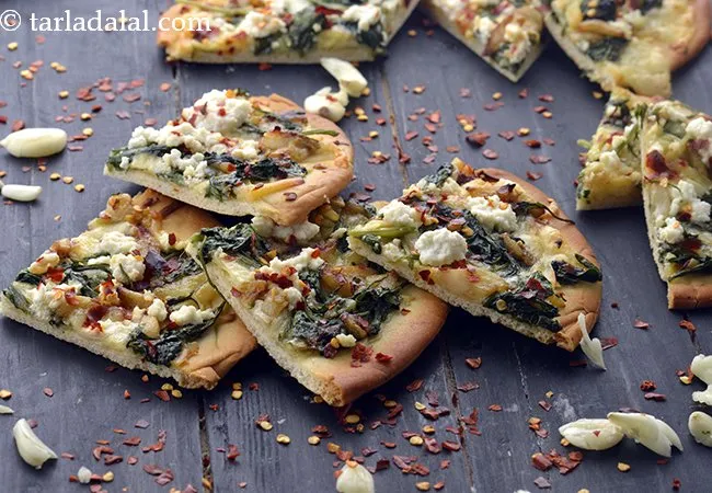 Ricotta Spinach and Garlic Pizza