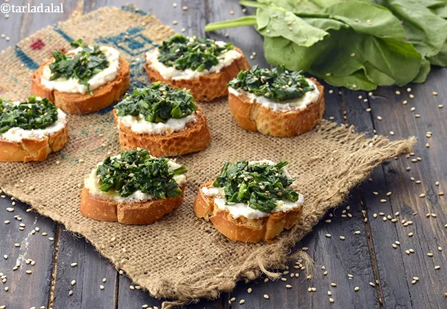 Ricotta and Spinach Crostini