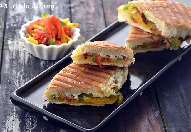 Roasted Bell Pepper and Feta Cheese Panini