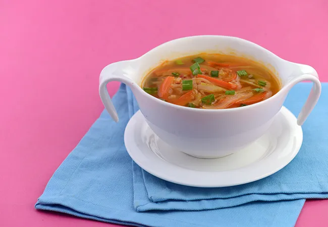 Capsicum and Bean Sprouts Stir- Fry Soup ( Eat Well Stay Well Recipes )