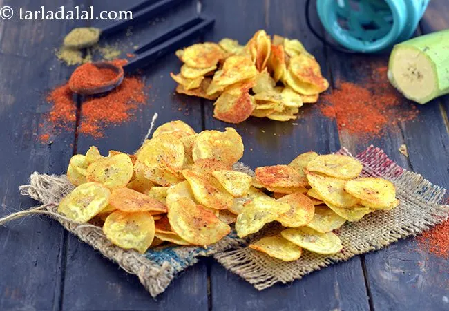 Spicy Yellow Banana Chips, Banana Wafers, Raw Banana Wafers