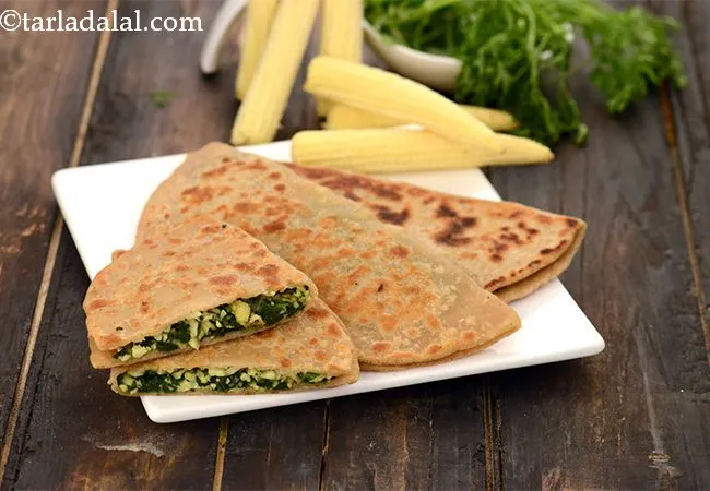  Spinach and Baby Corn Parathas