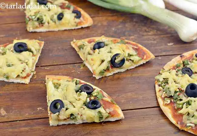 Spring Onion and Olive Thin Crust Pizza