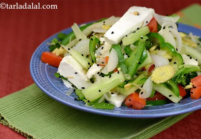 Stir-fried Paneer, Broccoli and Baby Corn Salad
