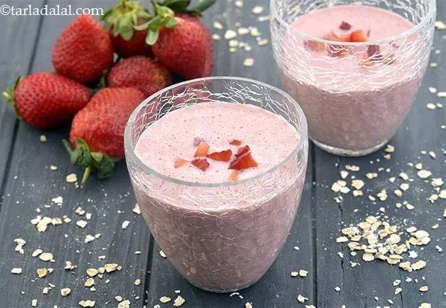 Strawberry Oatmeal Curd Smoothie, Healthy Smoothie