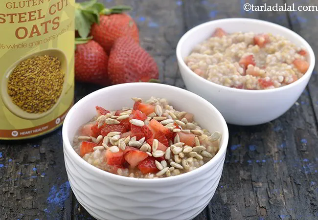 Strawberry Steel Cut Oats with Tea Masala