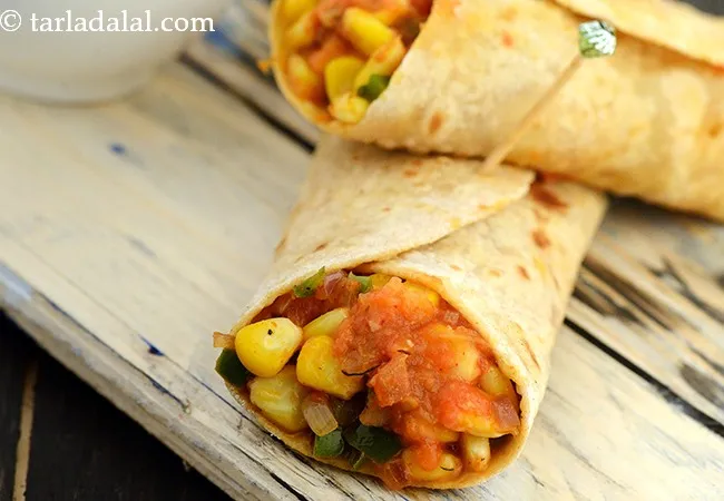 Stuffed Corn and Capsicum Wrap