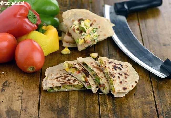 Sweet Corn and Cheese Quesadillas recipe | Jain Quesadillas | Corn and Cheese Tortilla Pockets | Corn and Cheese Flatbreads |