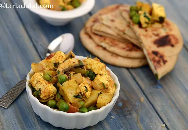 Tava Paneer, Mushroom and Green Pea Subzi