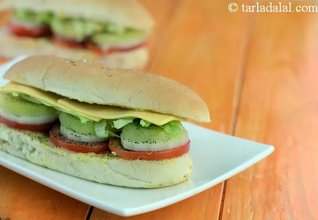 Vegetable Cheese Sandwich with Honey Mustard Dressing